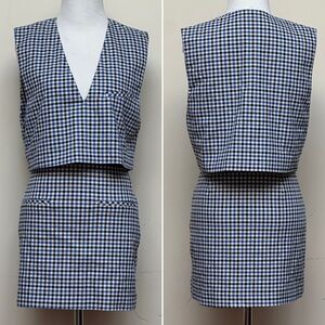 Zara Blue Plaid Sleeveless Crop Top and Mini Skirt Set Size XS/S